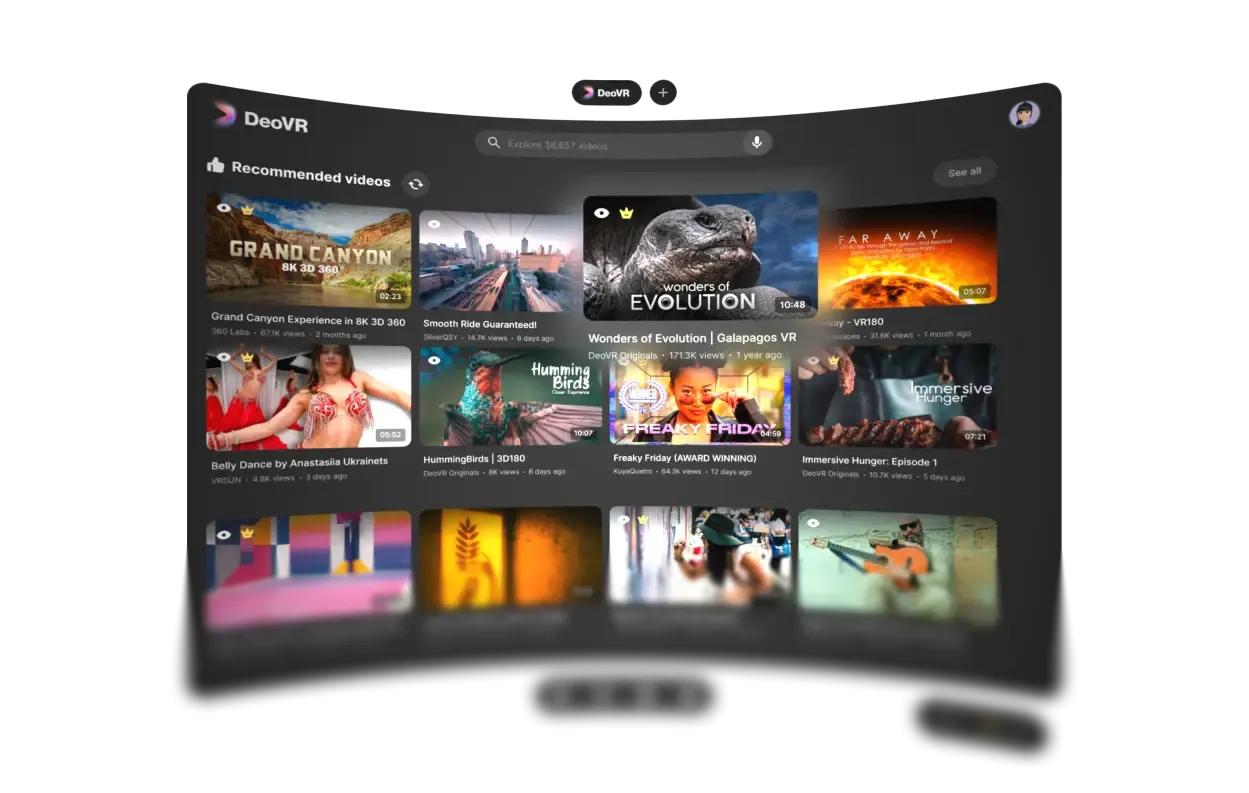 DeoVR app UI